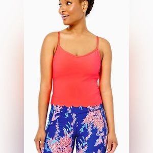 Lilly Pulitzer UPF 50+ Luxletic Cassis Scallop‎ Tank Print- Spicy Coral- Size S